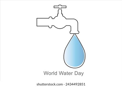 Continuous one line drawing of earth water. World water day concept isolated.outline vector art illustration.
