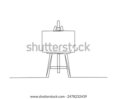 Continuous one line drawing of easel or painting board. painting board in single outline vector illustration. Editable stroke.
