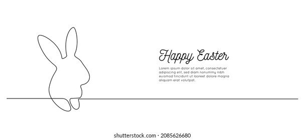 Dibujo continuo de una línea de Easter Bunny. Silueta de conejo con orejas en un estilo lineal simple para la tarjeta de bienvenida de diseño de primavera y el banner web.Trazo editable. Ilustración del vector