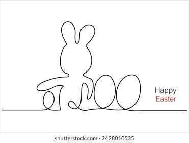 Continuous one line drawing of easter monday out line vector art illustration 