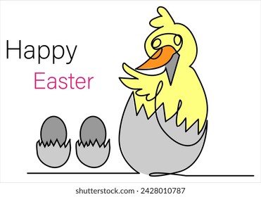 Continuous one line drawing of easter monday out line vector art illustration 