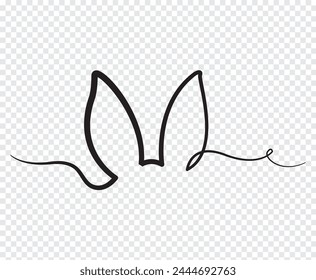 Continuous one line drawing of Easter Bunny. Cute rabbit silhouette with ears in simple minimalistic style for spring design greeting card and web banner. Editable stroke. Linear Vector illustration