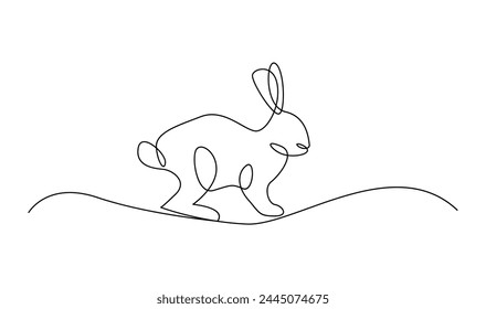 Continuous one line drawing of Easter Bunny rabbit template