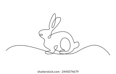 Continuous one line drawing of Easter Bunny rabbit template