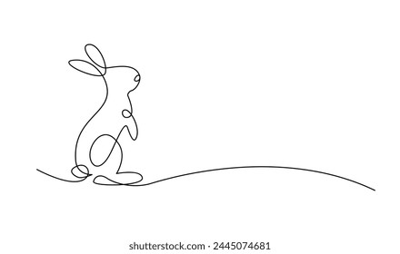 Continuous one line drawing of Easter Bunny rabbit template