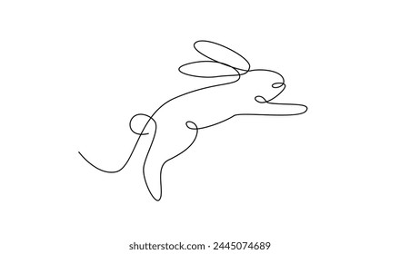 Continuous one line drawing of Easter Bunny rabbit template