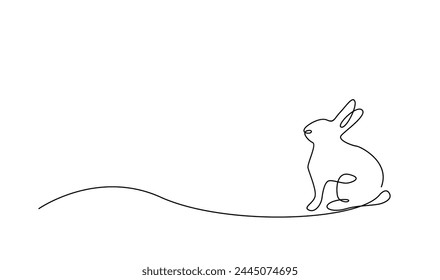 Continuous one line drawing of Easter Bunny rabbit template