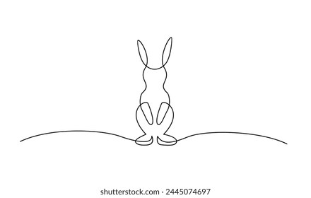 Continuous one line drawing of Easter Bunny rabbit template