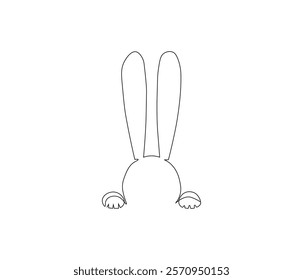 Continuous one line drawing of Easter Bunny. Happy Easter bunny greeting card in simple linear style. Concept vector art. Doodle line illustration.

