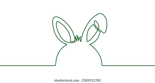 Continuous One Line Drawing of Easter Bunny. Easter Rabbit in Simple Linear Style for Spring Minimalist Design. Editable Stroke. Doodle Vector Illustration for Easter Greeting Card