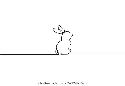 Um desenho contínuo de uma linha de coelho da Páscoa. Silhueta de coelho fofo, coelho de Páscoa Desenho de linha única contínua com curso editável