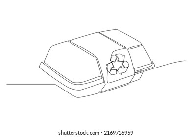 Continuous one line drawing eco packaging box for food. Eco packaging concept. Single line draw design vector graphic illustration.