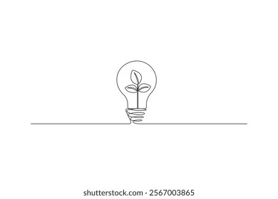 Continuous One Line Drawing Ecology and Environment Vector Illustration