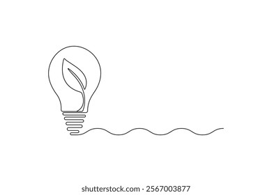 Continuous One Line Drawing Ecology and Environment Vector Illustration