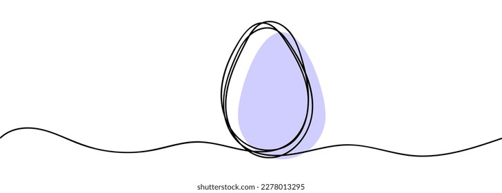 Continuous one line drawing of egg with abstact shape. Vector illustration design element for Easter holidays