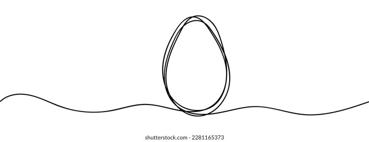 Continuous one line drawing of egg. Vector illustration design element for Easter holidays