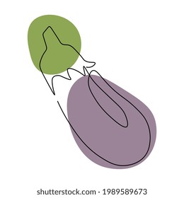 Planta continua de dibujo de una línea. Ilustración vectorial. Arte de línea negra sobre fondo blanco con puntos coloridos. 