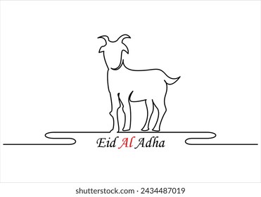 Continuous one line drawing of eid al adha out line vector art illustration