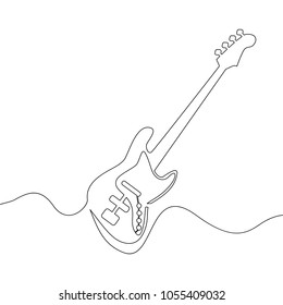 Continuous One Line Drawing Of Electric Guitar Vector Illustration