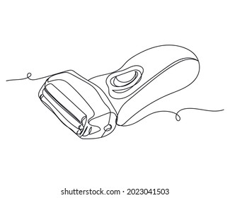 Continuous one line drawing of electric shaver in silhouette on a white background. Linear stylized.Minimalist.