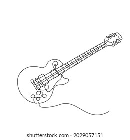 Continuous One Line Drawing Of Electric Guitar Vector Illustration