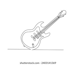 Dibujo continuo de una línea de guitarra eléctrica. Ilustración vectorial de contorno de guitarra. Trazo editable.