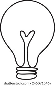 Continuous one line drawing of electric light bulb. Concept of idea emergence. Vector illustration.