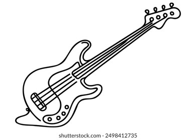 Continuous one line drawing of electric guitar Vector illustration