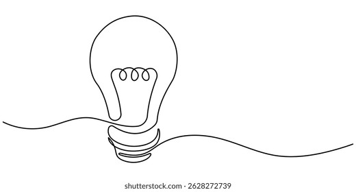 desenho contínuo de uma linha de lâmpada elétrica. Conceito de emergência de ideias. Ilustração vetorial. lâmpada com uma linha editável contínua. Ícone minimalista. 