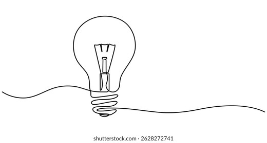desenho contínuo de uma linha de lâmpada elétrica. Conceito de emergência de ideias. Ilustração vetorial. lâmpada com uma linha editável contínua. Ícone minimalista. 