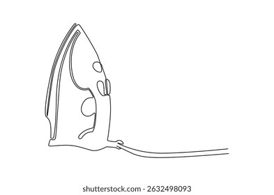 Continuous one line drawing of Electric Clothes Iron. Single line drawing illustration of Steam iron. Elctricity concept vector art. Doodle line illustration.
