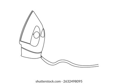 Continuous one line drawing of Electric Clothes Iron. Single line drawing illustration of Steam iron. Elctricity concept vector art. Doodle line illustration.