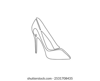 Continuous one line drawing of elegance high heel. lady shoes line art vector illustration. Editable vector. 
