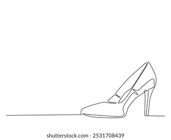 Continuous one line drawing of elegance high heel. lady shoes line art vector illustration. Editable vector. 
