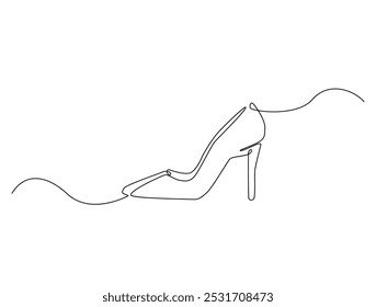 Kontinuierliche einzeilige Zeichnung von Eleganz High Heel. Dame Schuhe Linie Kunst Vektorgrafik. Bearbeitbarer Vektor. 
