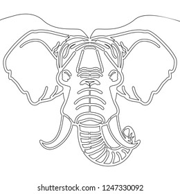 Continuous one line drawing elephant head Single line vector illustration concept