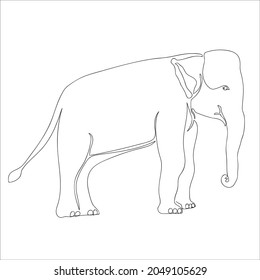 Kontinuierliche 1-zeilige Zeichnung des Elefanten, Vektorgrafik.