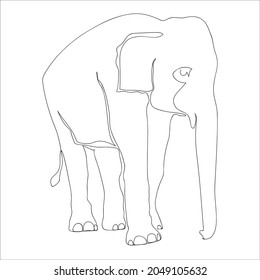 Continuous one line drawing of elephant, Vector illustration line art.