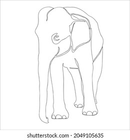 Continuous one line drawing of elephant, Vector illustration line art.