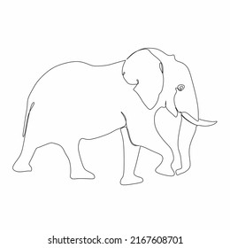 Continuous One Line Drawing Elephant Silhouette Stock Vector (Royalty ...