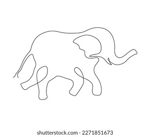 Continuous one line drawing of elephant. simple big elephant  line art design. Editable active stroke vector.