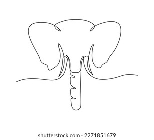 Continuous one line drawing of elephant head . Minimalist elephant head outline design. Editable active stroke vector.