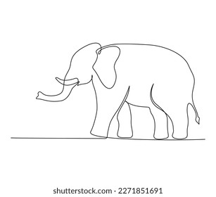 Continuous one line drawing of elephant. simple big elephant  line art design. Editable active stroke vector.