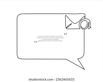Continuous one line drawing of Email message and speech bubble. Trendy line art vector on a white background. Vector illustration.
