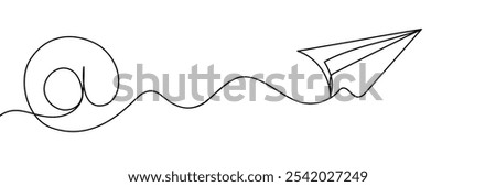 continuous one line drawing of Email message post letter send illustration sketch outline drawing.One line paper plane and envelope.