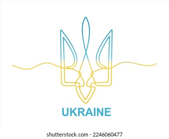 Continuous one line drawing of emblem of Ukraine logo icon.