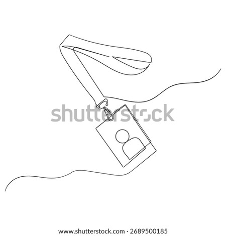 Continuous one line drawing employee identification card illustration. Vector ID one line car line drawing employee identification card continuous line drawing employee identification