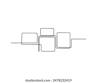 Continuous one line drawing of Empty Wall Frame.. Picture Frame in single outline vector illustration. Editable stroke.