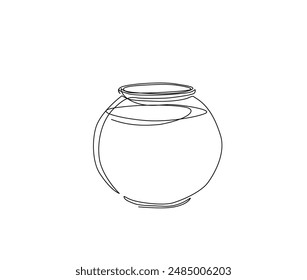 Continuous one line drawing of empty fish tahnk. Aquarium or fishtank outline vector illustration. Editable stroke.