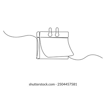 Continuous one line drawing of empty loose-leaf calendar. Calendar single line vector illustration. Editable line vector.